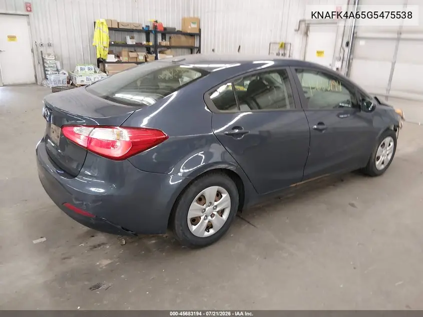 2016 Kia Forte Lx VIN: KNAFK4A65G5475538 Lot: 45683194