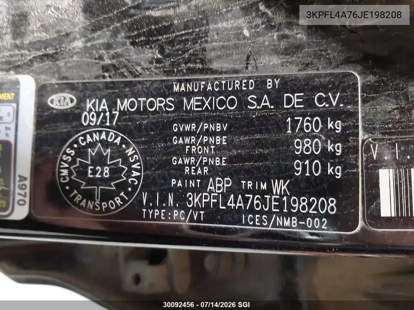 2018 Kia Forte VIN: 3KPFL4A76JE198208 Lot: 30092456