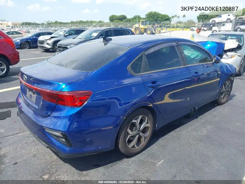 2019 Kia Forte Lxs VIN: 3KPF24AD0KE120887 Lot: 42858263
