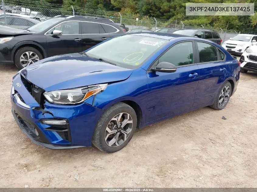 3KPF24AD3KE137425 2019 Kia Forte Lxs