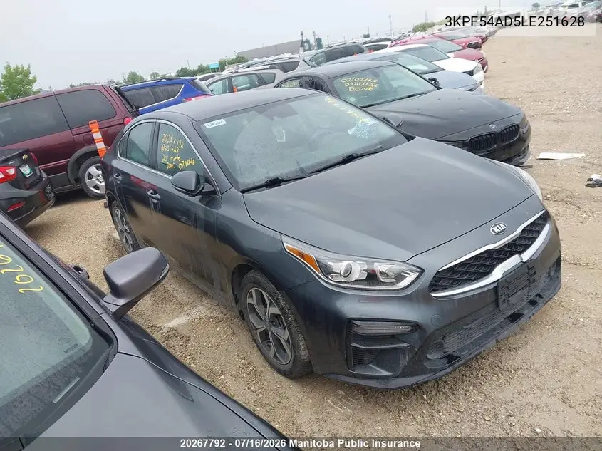 2020 Kia Forte Ex VIN: 3KPF54AD5LE251628 Lot: 20267792