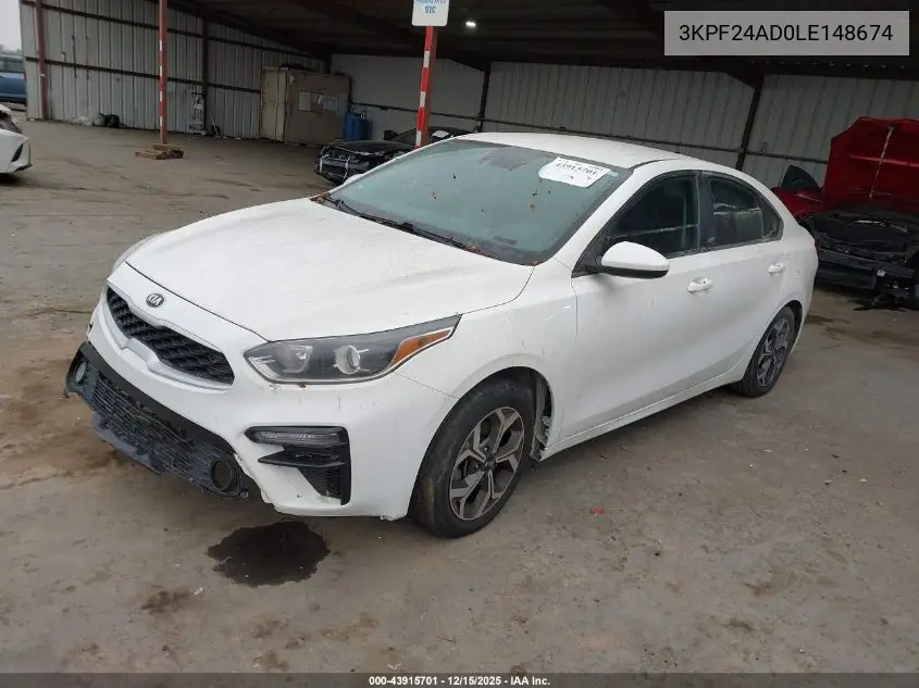 3KPF24AD0LE148674 2020 Kia Forte Lxs