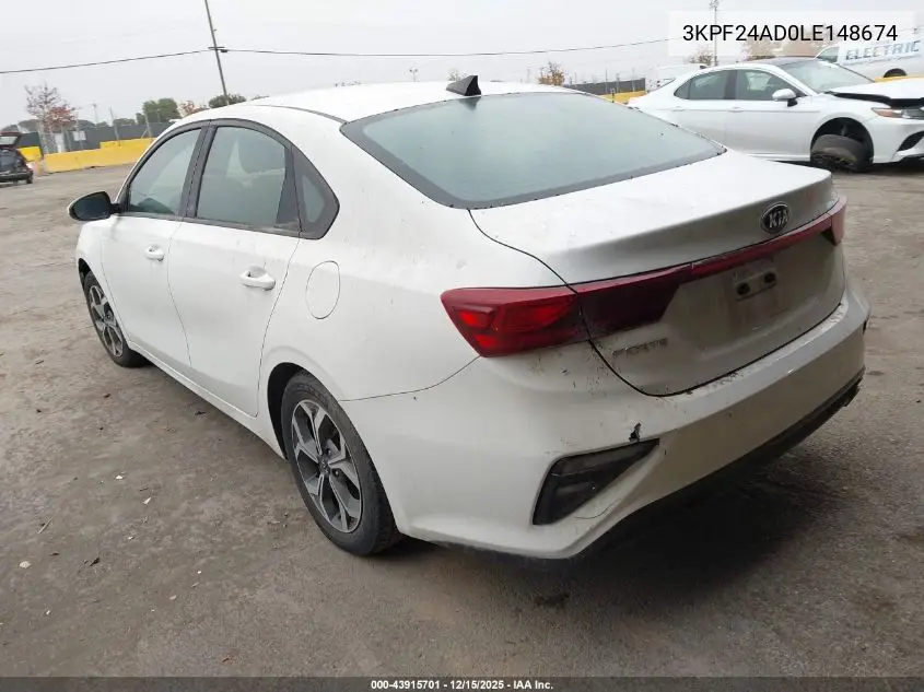 3KPF24AD0LE148674 2020 Kia Forte Lxs