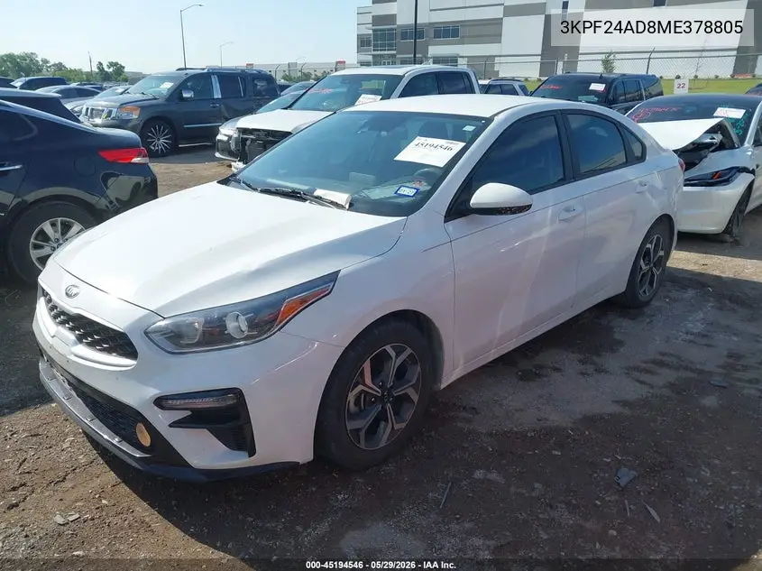 2021 Kia Forte Lxs VIN: 3KPF24AD8ME378805 Lot: 45194546