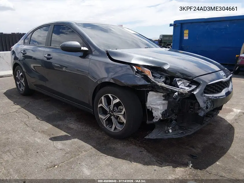 2021 Kia Forte Lxs VIN: 3KPF24AD3ME304661 Lot: 45596940