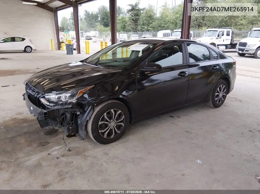 2021 Kia Forte Fe VIN: 3KPF24AD7ME265914 Lot: 45675711