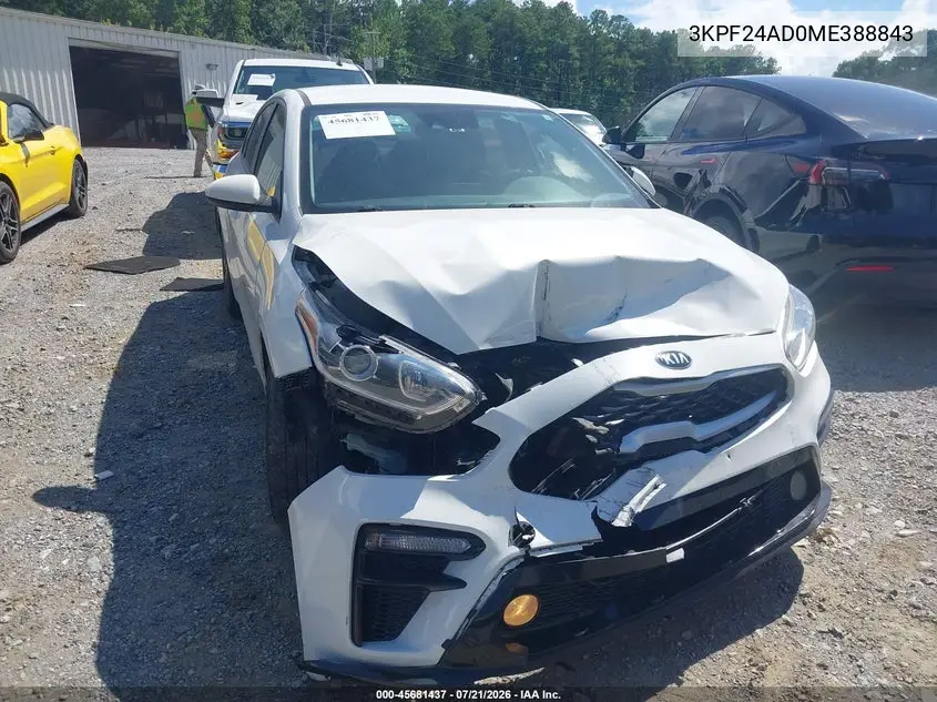 2021 Kia Forte Lxs VIN: 3KPF24AD0ME388843 Lot: 45681437