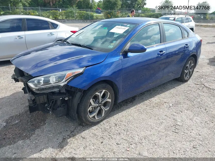 2021 Kia Forte Lxs VIN: 3KPF24AD5ME347768 Lot: 45685350