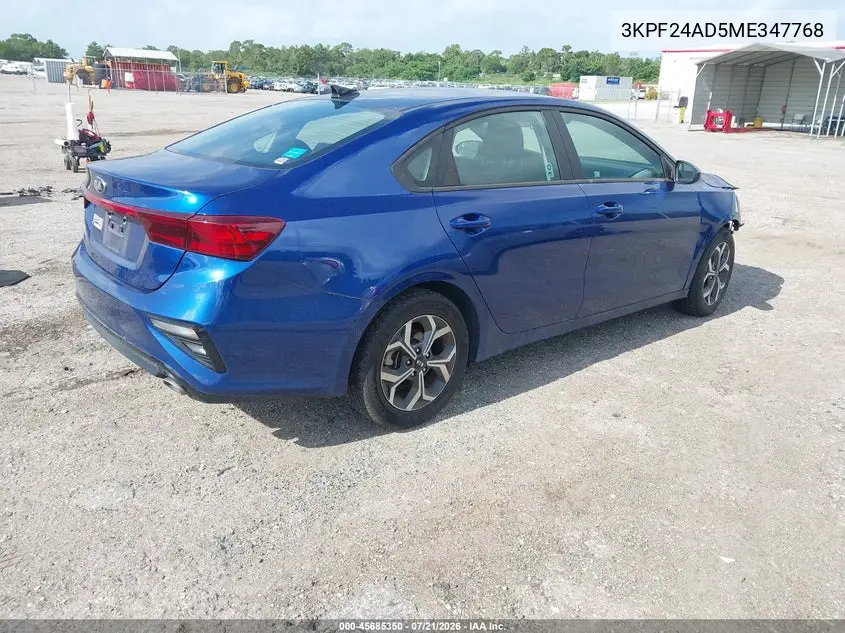 2021 Kia Forte Lxs VIN: 3KPF24AD5ME347768 Lot: 45685350