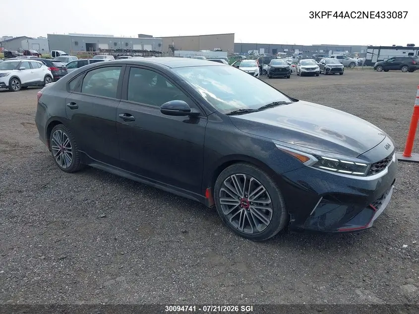 2022 Kia Forte Gt VIN: 3KPF44AC2NE433087 Lot: 30094741