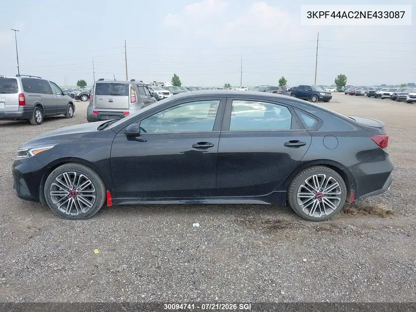 2022 Kia Forte Gt VIN: 3KPF44AC2NE433087 Lot: 30094741