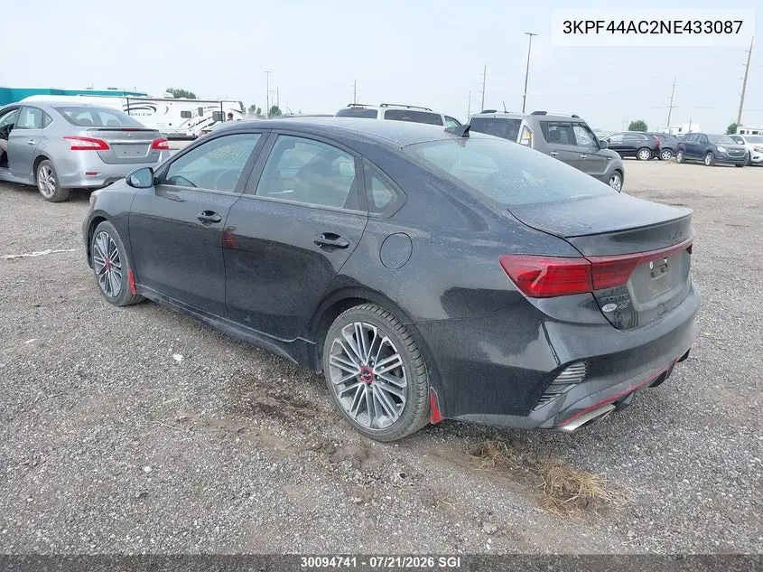 2022 Kia Forte Gt VIN: 3KPF44AC2NE433087 Lot: 30094741