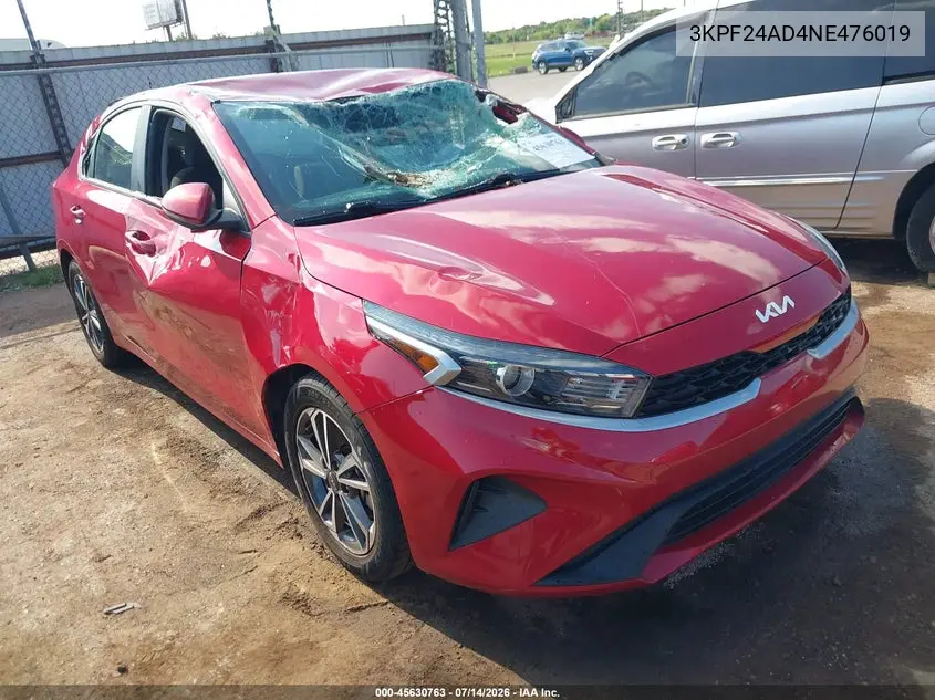 2022 Kia Forte Lxs VIN: 3KPF24AD4NE476019 Lot: 45630763