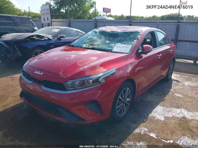 2022 Kia Forte Lxs VIN: 3KPF24AD4NE476019 Lot: 45630763