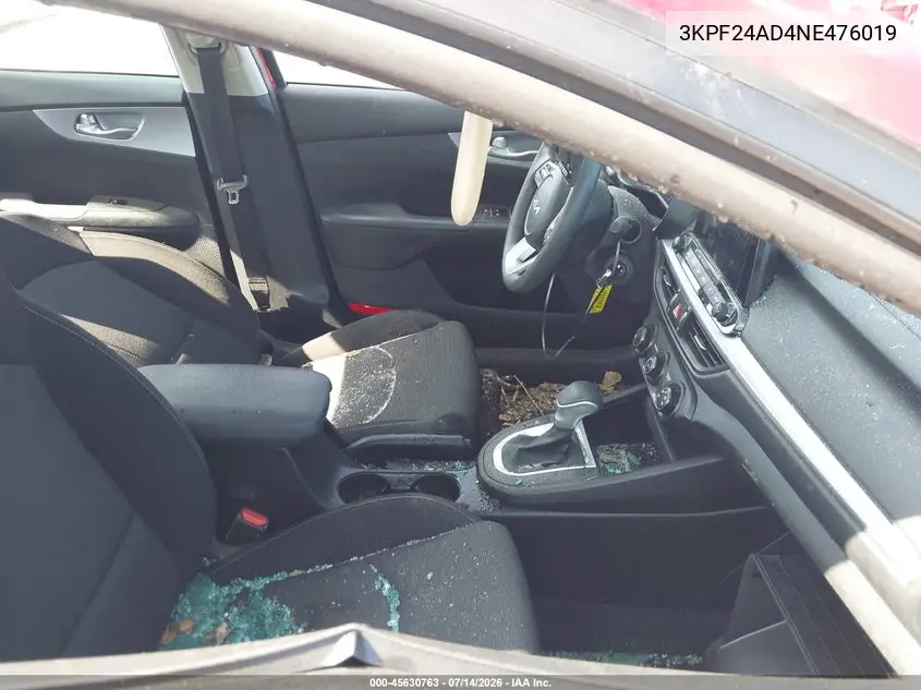 2022 Kia Forte Lxs VIN: 3KPF24AD4NE476019 Lot: 45630763