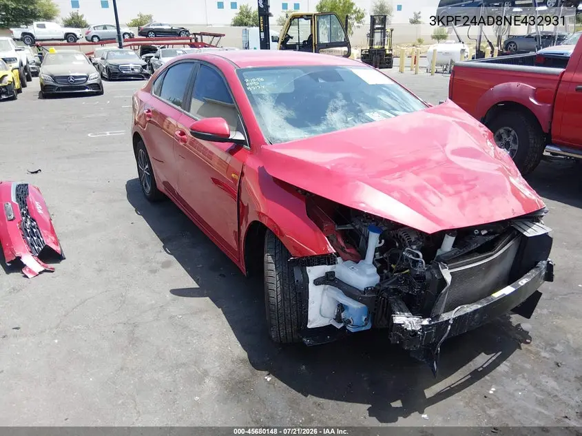 2022 Kia Forte Lxs VIN: 3KPF24AD8NE432931 Lot: 45680148