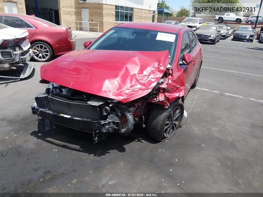 2022 Kia Forte Lxs VIN: 3KPF24AD8NE432931 Lot: 45680148