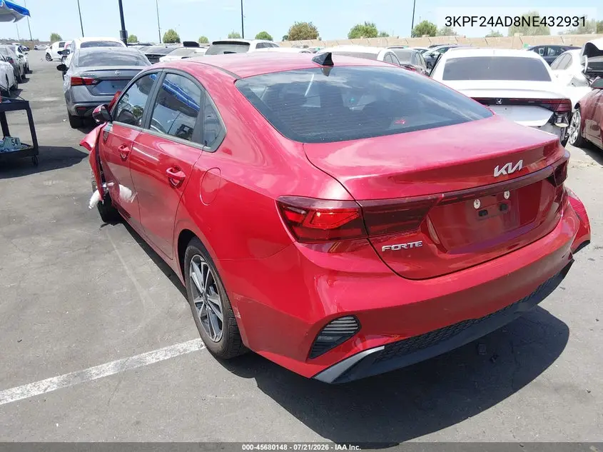 2022 Kia Forte Lxs VIN: 3KPF24AD8NE432931 Lot: 45680148