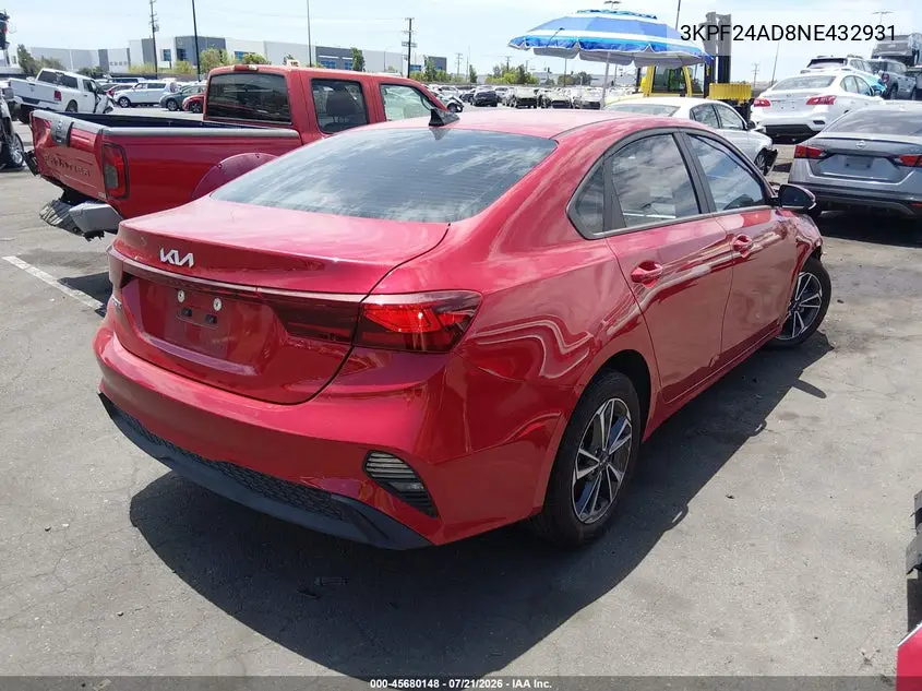 2022 Kia Forte Lxs VIN: 3KPF24AD8NE432931 Lot: 45680148