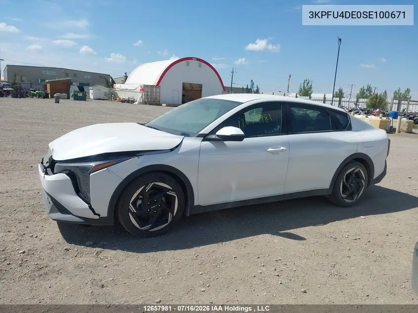 2025 Kia K4 Ex/Ex+ VIN: 3KPFU4DE0SE100671 Lot: 12657981