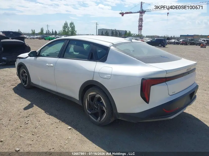 2025 Kia K4 Ex/Ex+ VIN: 3KPFU4DE0SE100671 Lot: 12657981