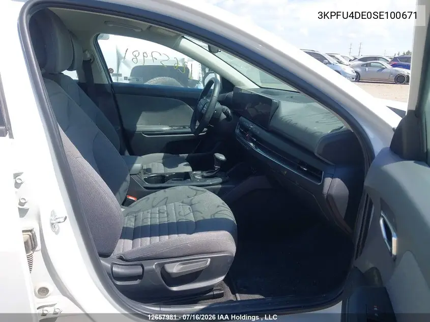 2025 Kia K4 Ex/Ex+ VIN: 3KPFU4DE0SE100671 Lot: 12657981