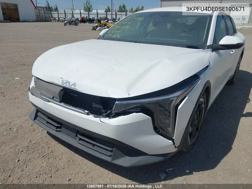 2025 Kia K4 Ex/Ex+ VIN: 3KPFU4DE0SE100671 Lot: 12657981