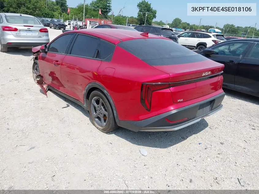2025 Kia K4 Lxs VIN: 3KPFT4DE4SE018106 Lot: 45602980