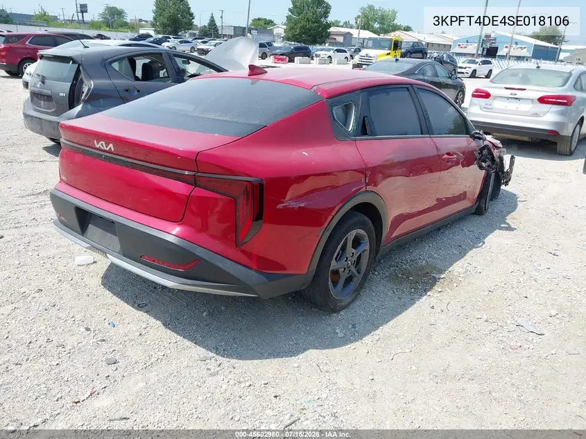2025 Kia K4 Lxs VIN: 3KPFT4DE4SE018106 Lot: 45602980