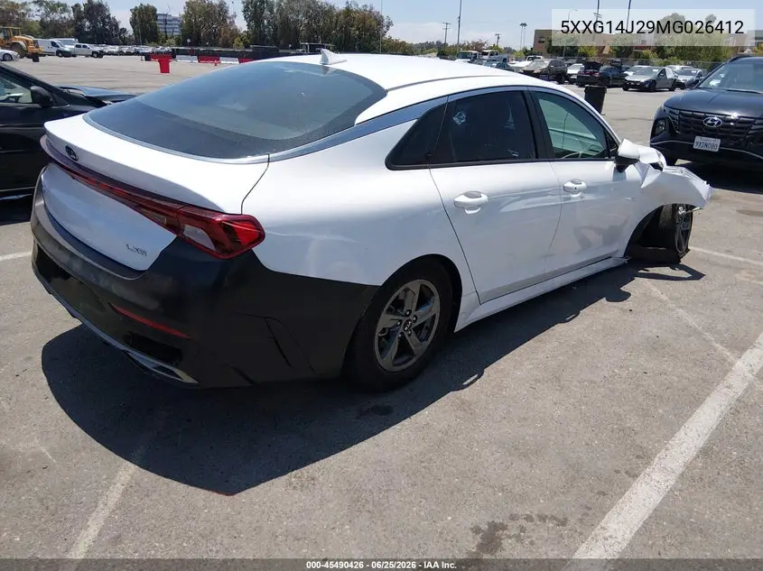 2021 Kia K5 Lxs VIN: 5XXG14J29MG026412 Lot: 45490426