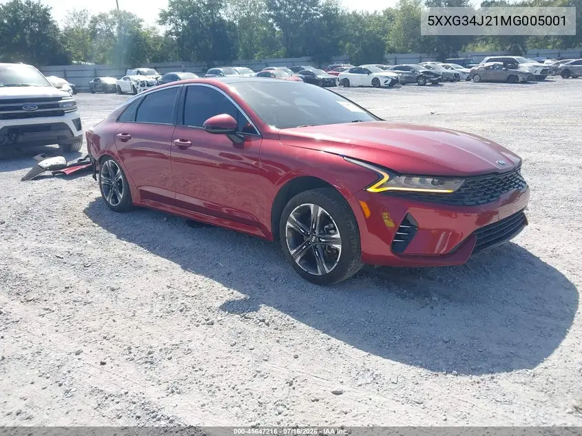 2021 Kia K5 Ex VIN: 5XXG34J21MG005001 Lot: 45647216