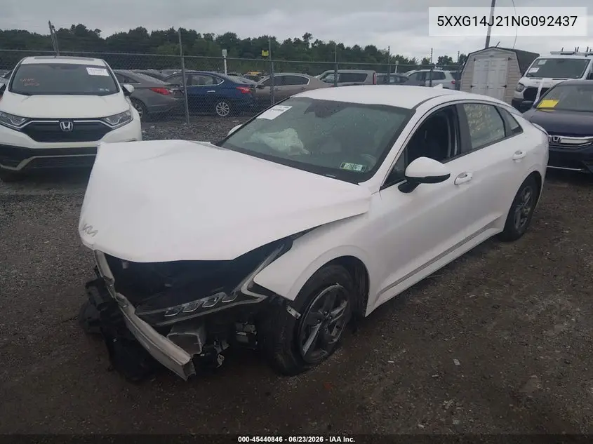 2022 Kia K5 Lxs VIN: 5XXG14J21NG092437 Lot: 45440846