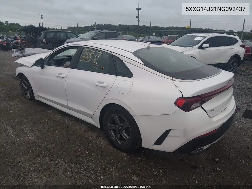 2022 Kia K5 Lxs VIN: 5XXG14J21NG092437 Lot: 45440846
