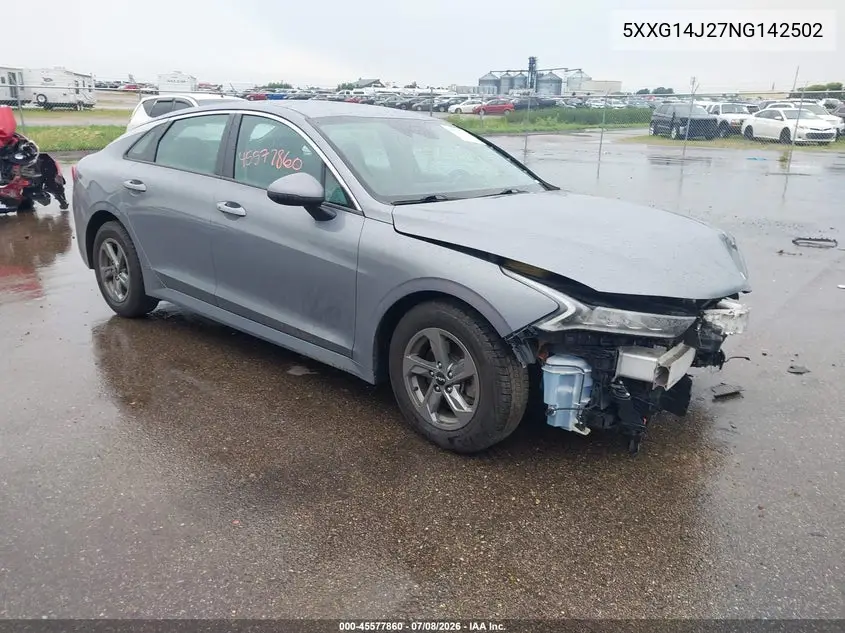 2022 Kia K5 Lxs VIN: 5XXG14J27NG142502 Lot: 45577860