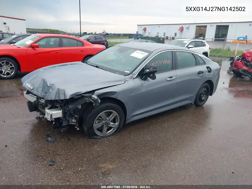 2022 Kia K5 Lxs VIN: 5XXG14J27NG142502 Lot: 45577860