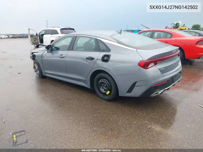 2022 Kia K5 Lxs VIN: 5XXG14J27NG142502 Lot: 45577860