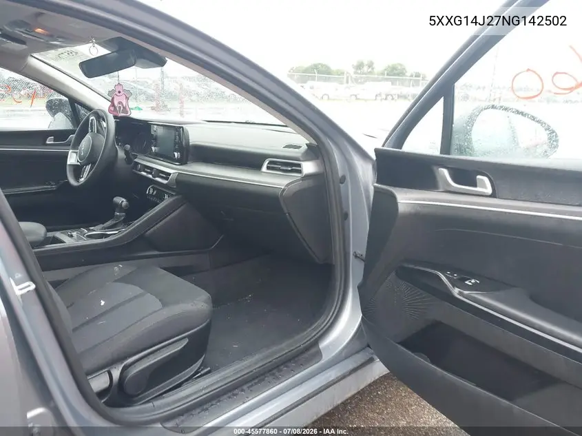 2022 Kia K5 Lxs VIN: 5XXG14J27NG142502 Lot: 45577860