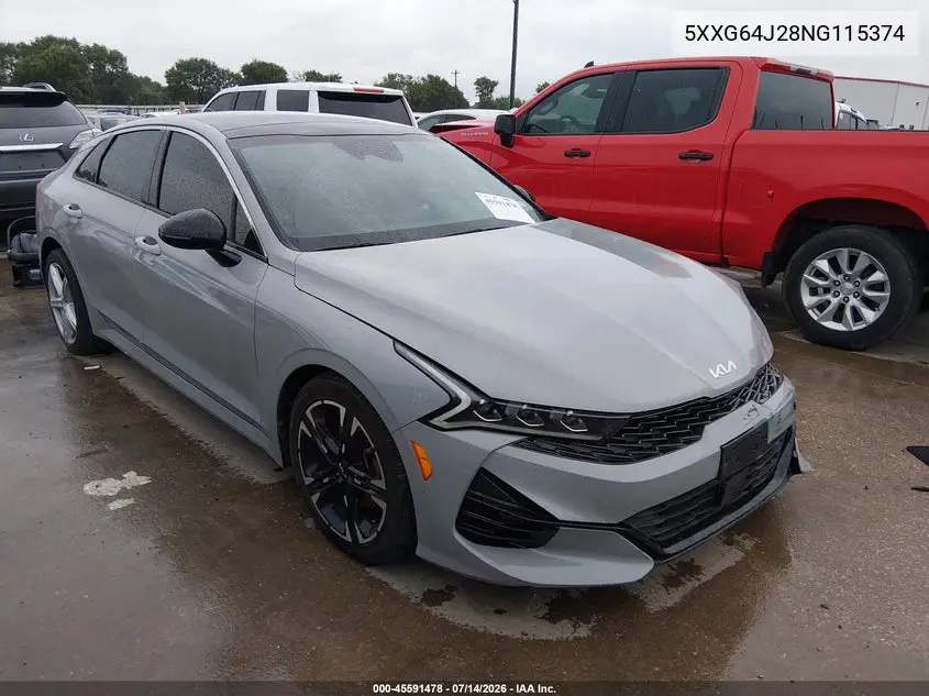 2022 Kia K5 Gt-Line VIN: 5XXG64J28NG115374 Lot: 45591478