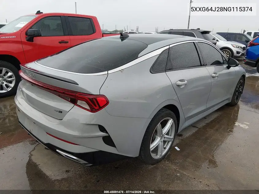 2022 Kia K5 Gt-Line VIN: 5XXG64J28NG115374 Lot: 45591478