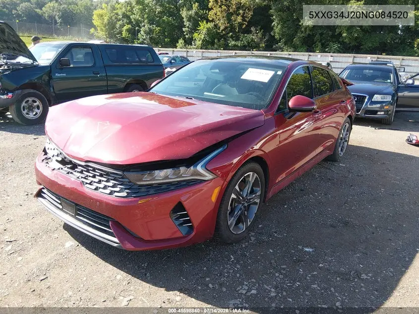 2022 Kia K5 Ex VIN: 5XXG34J20NG084520 Lot: 45598840