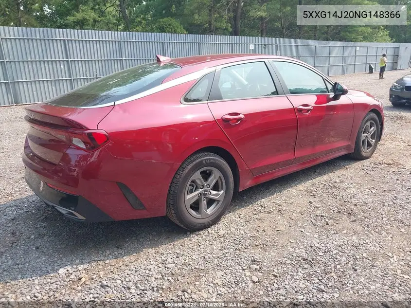 2022 Kia K5 Lxs VIN: 5XXG14J20NG148366 Lot: 45618228