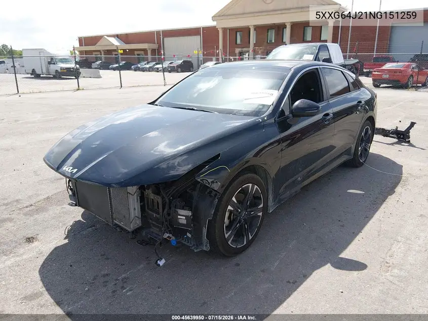2022 Kia K5 Gt-Line VIN: 5XXG64J21NG151259 Lot: 45639950