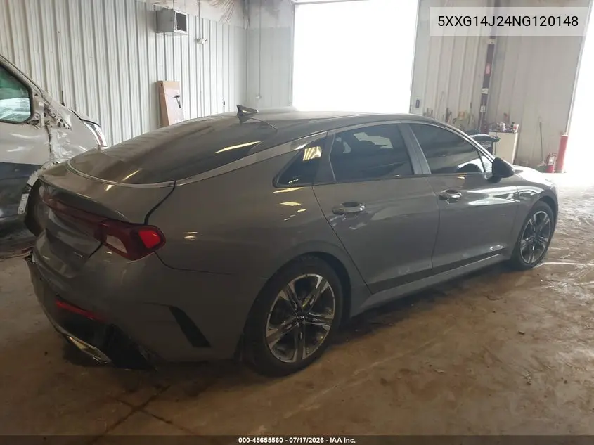 2022 Kia K5 Lxs VIN: 5XXG14J24NG120148 Lot: 45655560
