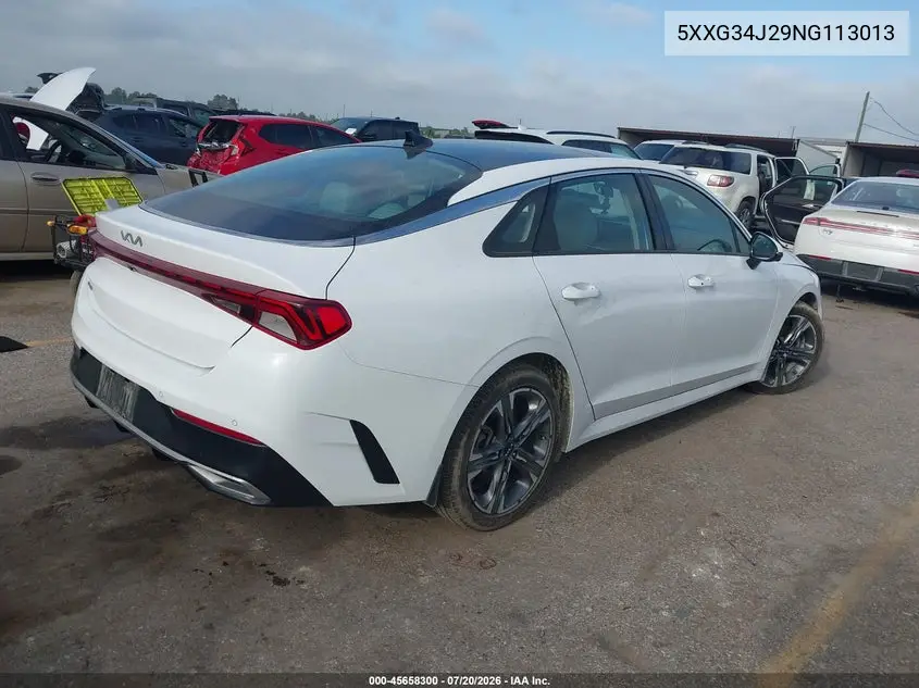 2022 Kia K5 Ex VIN: 5XXG34J29NG113013 Lot: 45658300