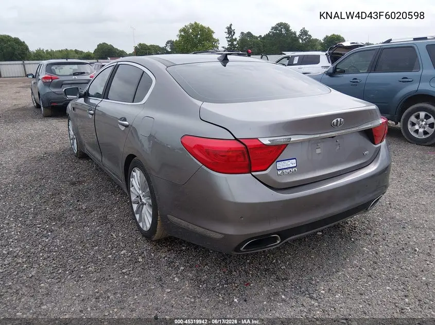 2015 Kia K900 Luxury VIN: KNALW4D43F6020598 Lot: 45319942