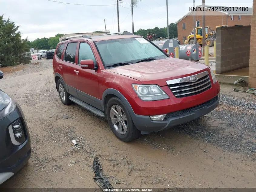 2009 Kia Borrego Ex V8 VIN: KNDJJ742595017480 Lot: 45219083