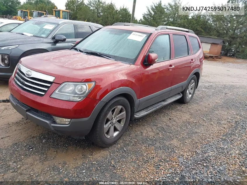 2009 Kia Borrego Ex V8 VIN: KNDJJ742595017480 Lot: 45219083