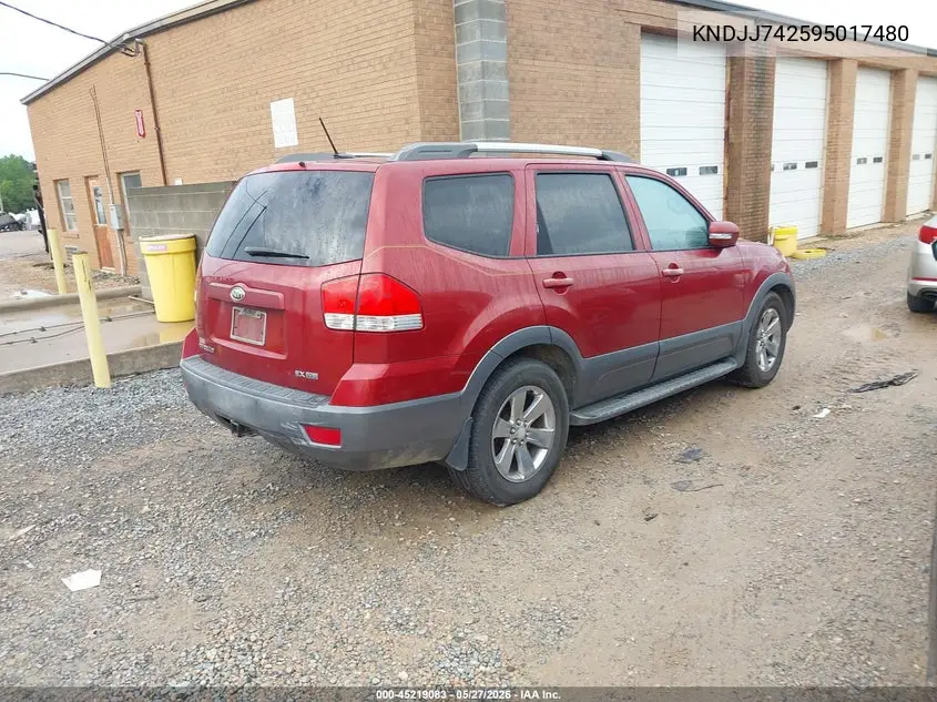 2009 Kia Borrego Ex V8 VIN: KNDJJ742595017480 Lot: 45219083