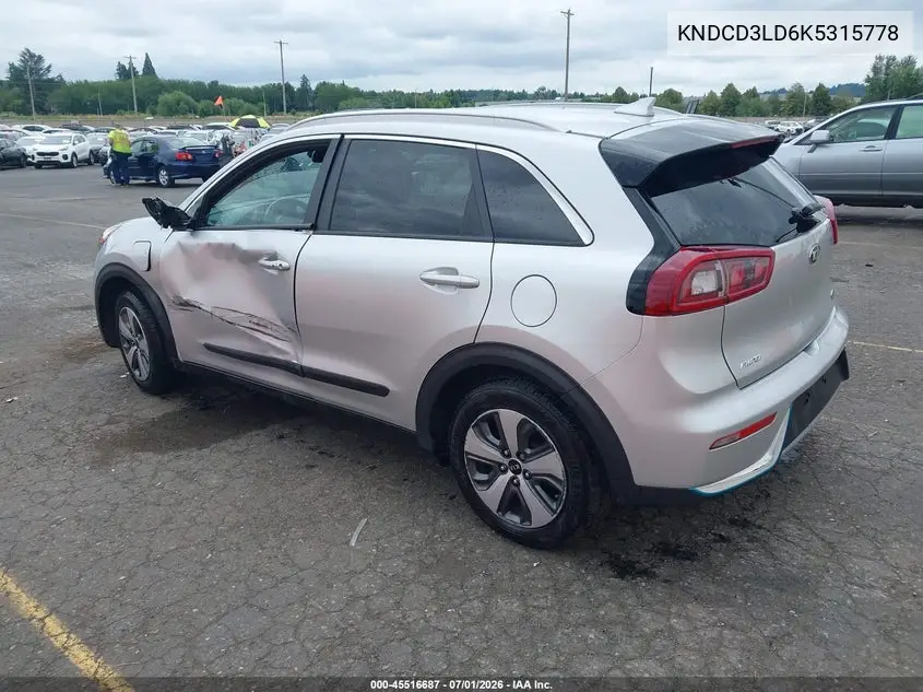 2019 Kia Niro Plug-In Hybrid Ex VIN: KNDCD3LD6K5315778 Lot: 45516687