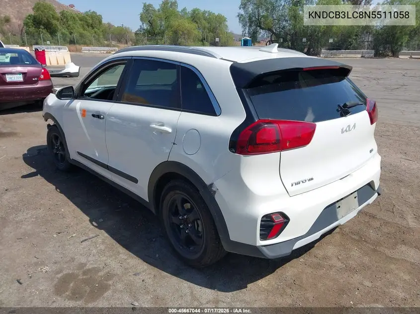2022 Kia Niro Lx VIN: KNDCB3LC8N5511058 Lot: 45667044